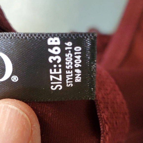 Burgundy XOXO LACE BRA. Size 36B. Wire with padding. Very good used condition. - Picture 9 of 11